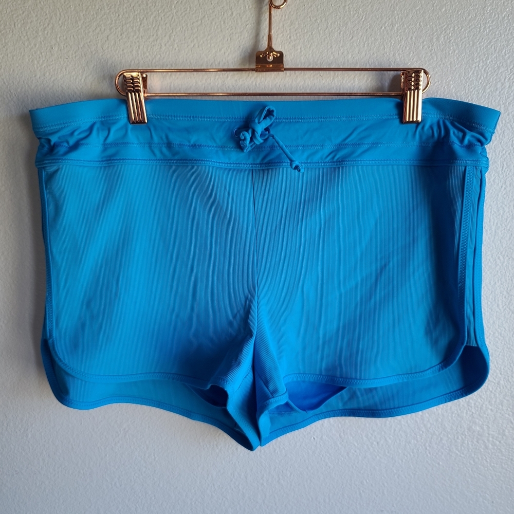 Athleta Blue Ribbed Surge Swimshorts Size Large